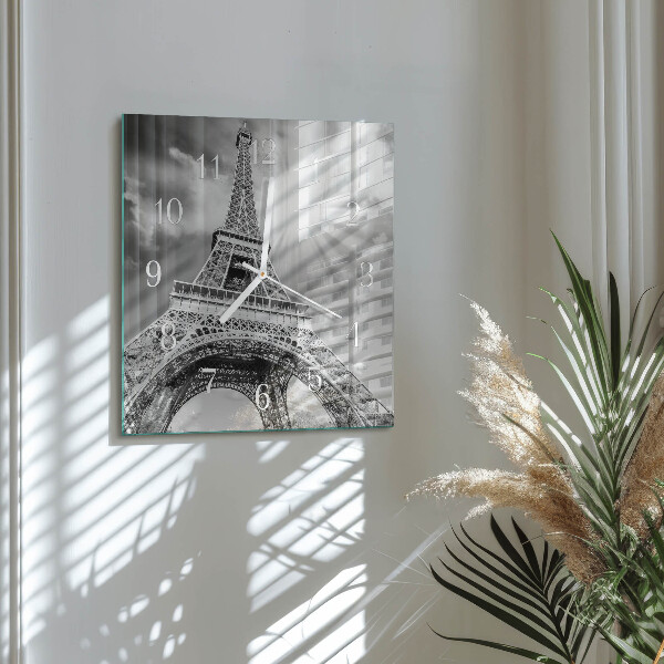 Ceas pătrat de perete din sticlă Turnul Eiffel din Paris