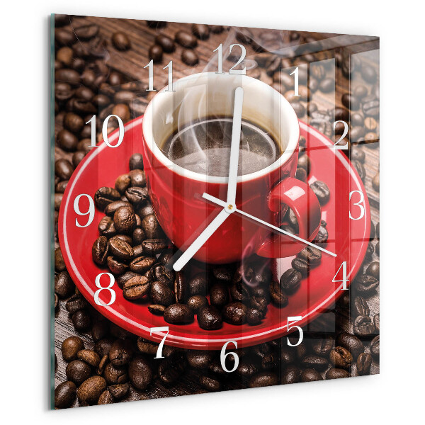 Ceas pătrat de perete din sticlă Ceașcă de cafea