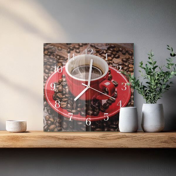 Ceas pătrat de perete din sticlă Ceașcă de cafea