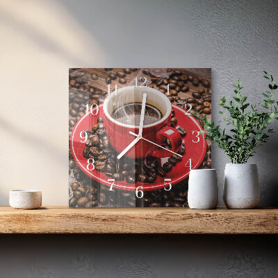 Ceas pătrat de perete din sticlă Ceașcă de cafea