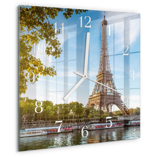 Ceas pătrat de perete din sticlă Turnul Eiffel din Paris