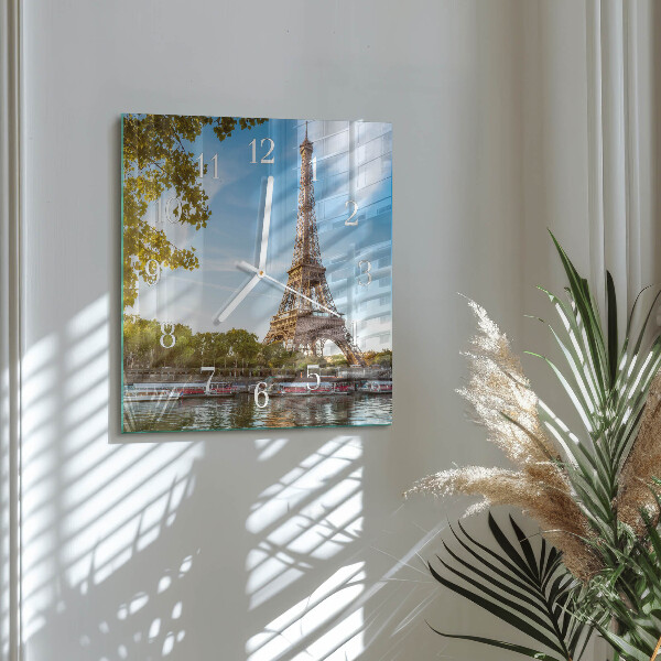 Ceas pătrat de perete din sticlă Turnul Eiffel din Paris