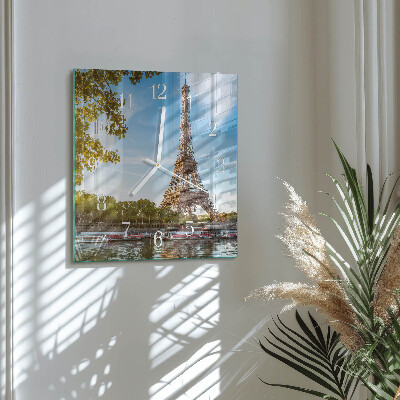 Ceas pătrat de perete din sticlă Turnul Eiffel din Paris