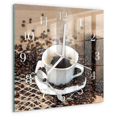 Ceas pătrat de perete din sticlă Ceașcă de cafea