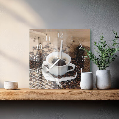 Ceas pătrat de perete din sticlă Ceașcă de cafea