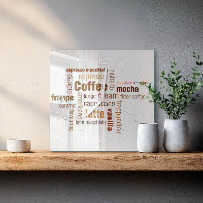Ceas pătrat de perete din sticlă Cafea