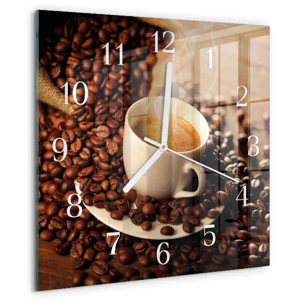 Ceas pătrat de perete din sticlă Ceașcă de cafea