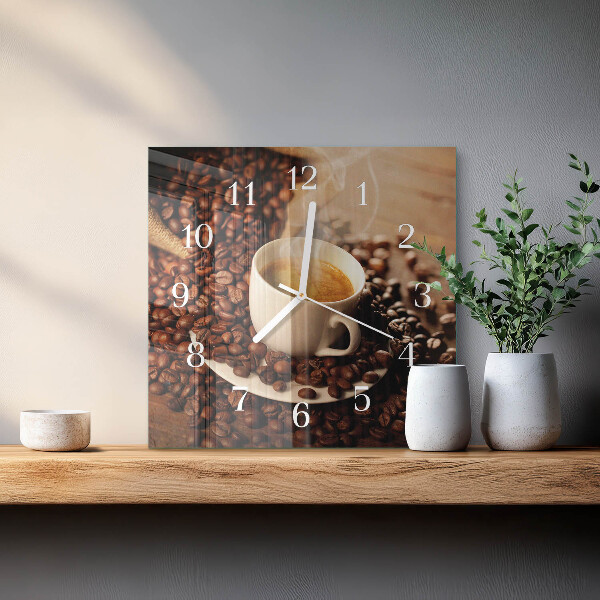 Ceas pătrat de perete din sticlă Ceașcă de cafea