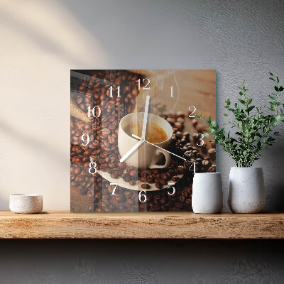 Ceas pătrat de perete din sticlă Ceașcă de cafea