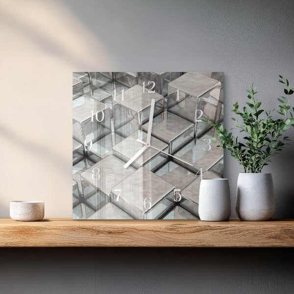 Ceas pătrat de perete din sticlă Zaruri