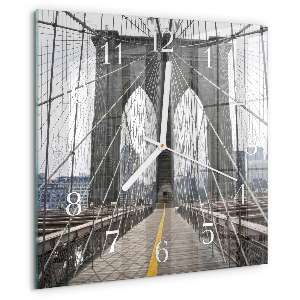 Ceas pătrat de perete din sticlă Podul Brooklyn