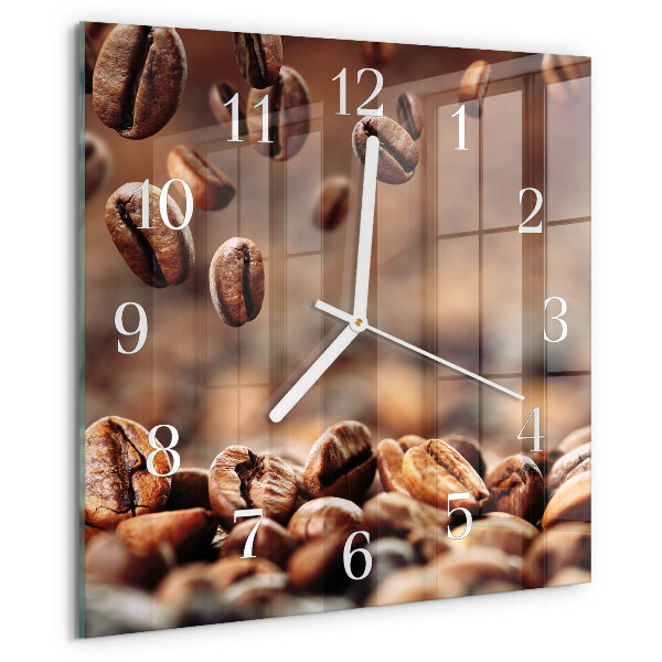 Ceas pătrat de perete din sticlă Boabe de cafea