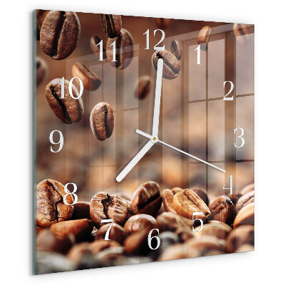 Ceas pătrat de perete din sticlă Boabe de cafea