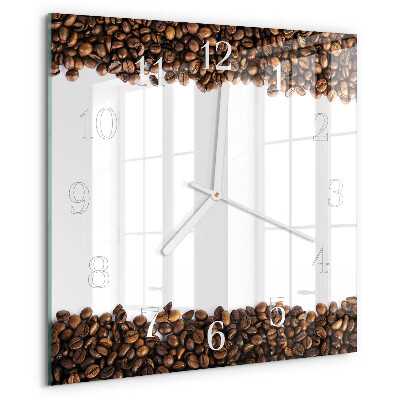 Ceas pătrat de perete din sticlă Boabe de cafea
