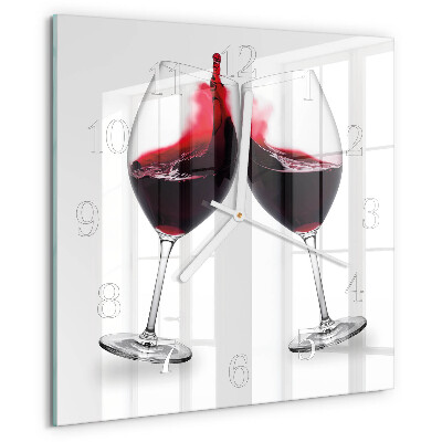 Ceas pătrat de perete din sticlă Vin