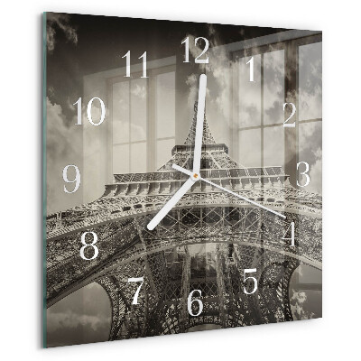 Ceas pătrat de perete din sticlă Turnul Eiffel