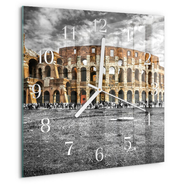 Ceas pătrat de perete din sticlă Colosseum
