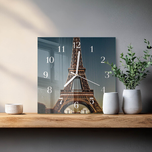 Ceas pătrat de perete din sticlă Turnul Eiffel