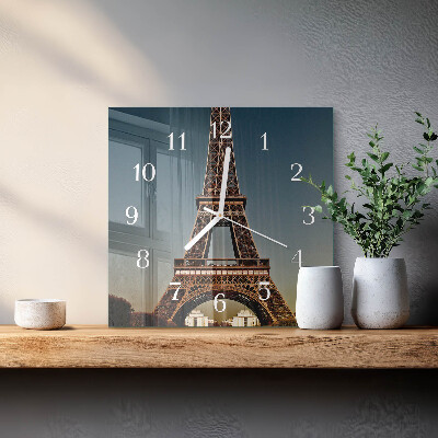 Ceas pătrat de perete din sticlă Turnul Eiffel