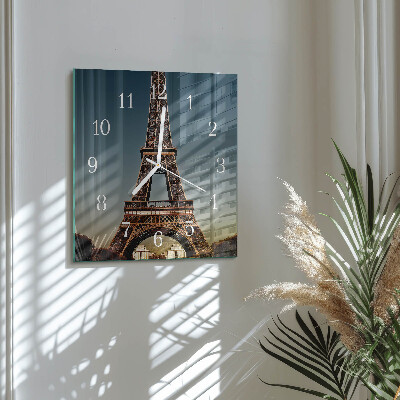 Ceas pătrat de perete din sticlă Turnul Eiffel