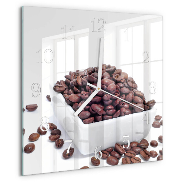 Ceas pătrat de perete din sticlă Boabe de cafea
