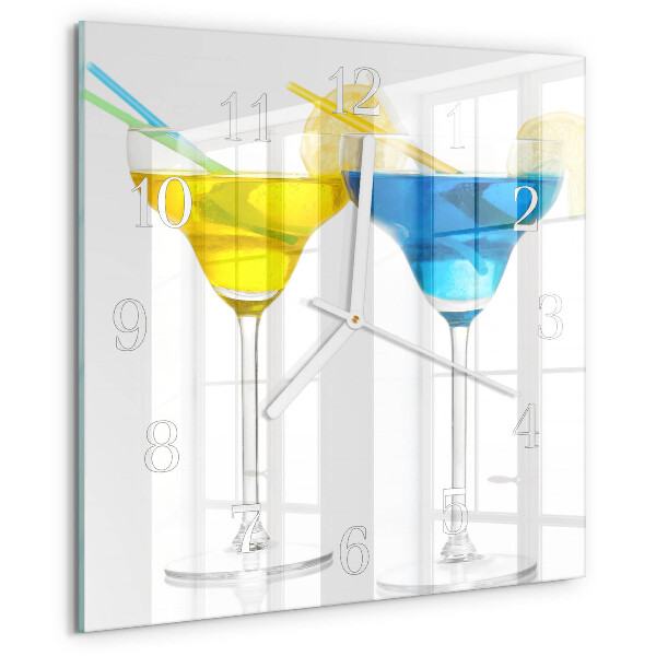 Ceas pătrat de perete din sticlă Cocktail
