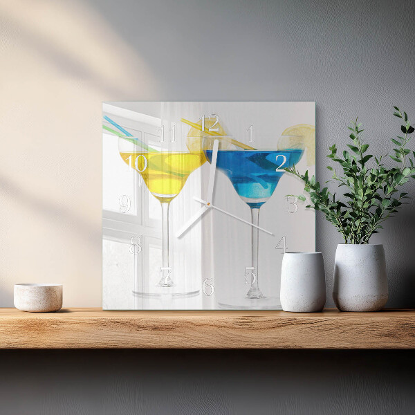 Ceas pătrat de perete din sticlă Cocktail