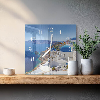 Ceas pătrat de perete din sticlă Santorini