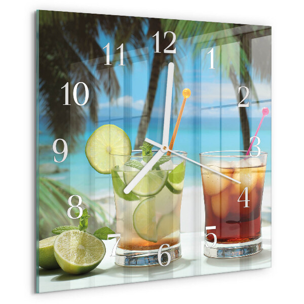 Ceas pătrat de perete din sticlă Cocktail