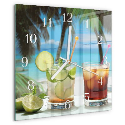 Ceas pătrat de perete din sticlă Cocktail