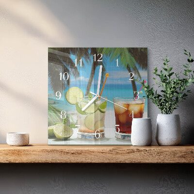 Ceas pătrat de perete din sticlă Cocktail