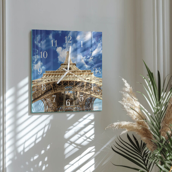 Ceas pătrat de perete din sticlă Turnul Eiffel