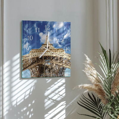 Ceas pătrat de perete din sticlă Turnul Eiffel