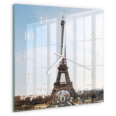 Ceas pătrat de perete din sticlă Turnul Eiffel