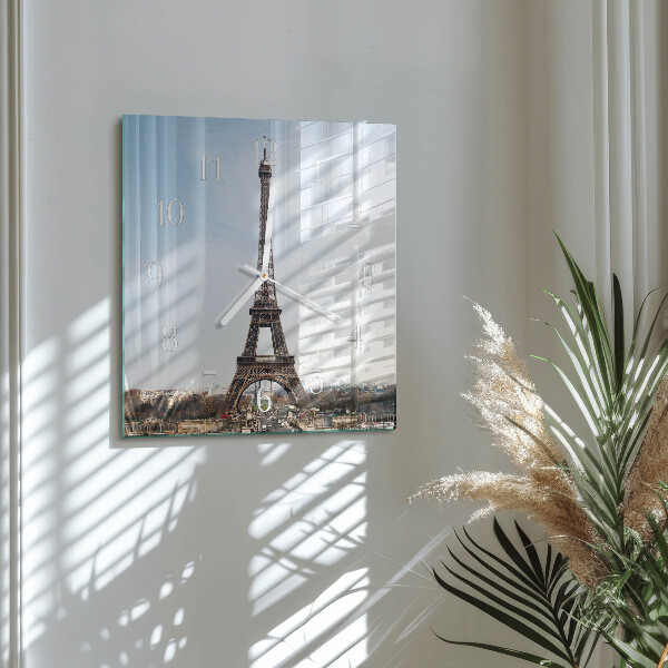 Ceas pătrat de perete din sticlă Turnul Eiffel