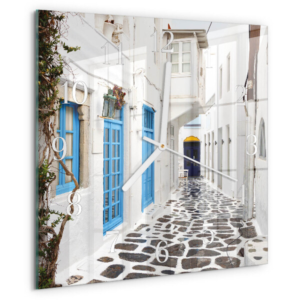 Ceas pătrat de perete din sticlă Santorini