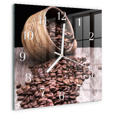 Ceas pătrat de perete din sticlă Boabe de cafea