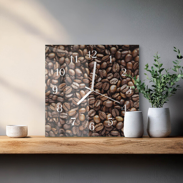 Ceas pătrat de perete din sticlă Boabe de cafea