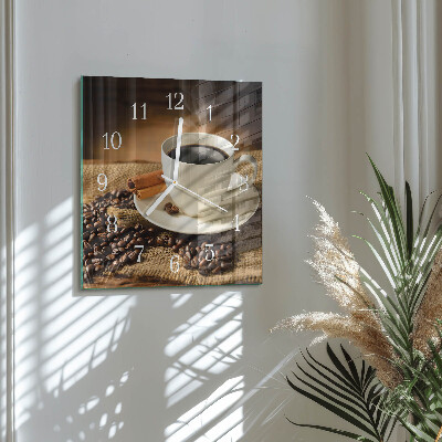 Ceas pătrat de perete din sticlă Cafea