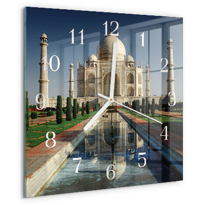 Ceas pătrat de perete din sticlă Taj Mahal