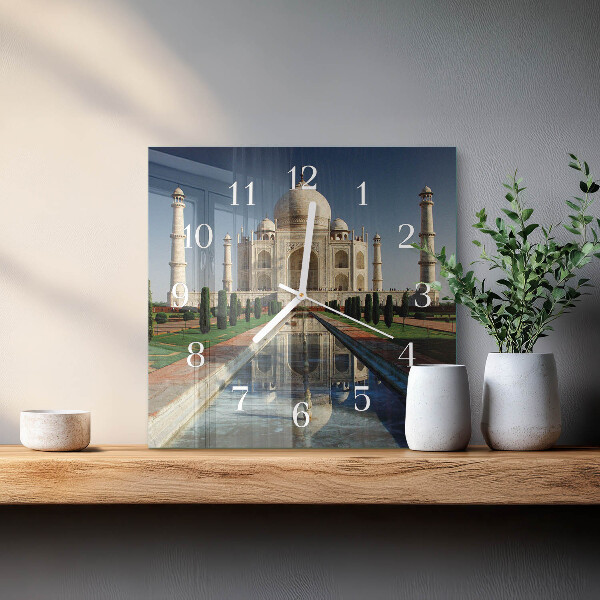 Ceas pătrat de perete din sticlă Taj Mahal
