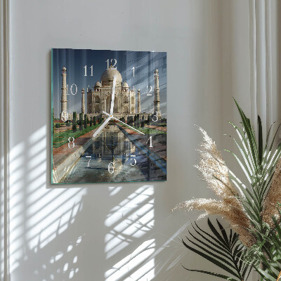 Ceas pătrat de perete din sticlă Taj Mahal