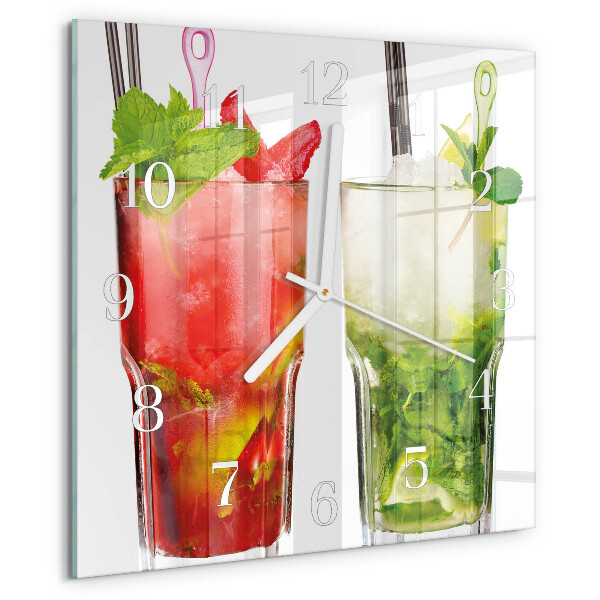 Ceas pătrat de perete din sticlă Cocktailuri