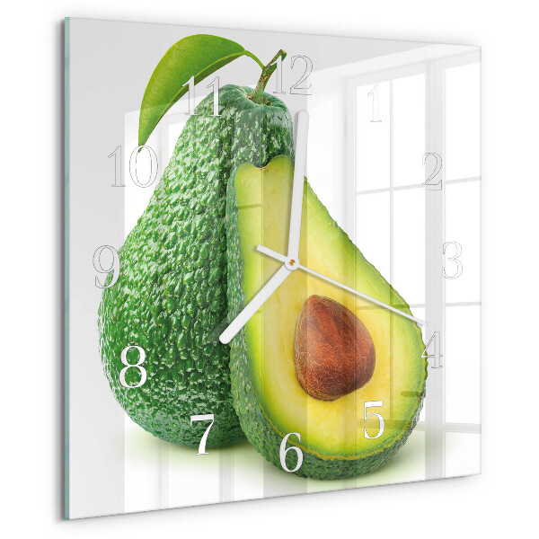Ceas pătrat de perete din sticlă Avocado