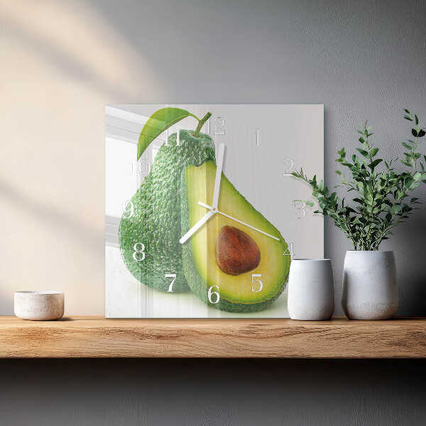 Ceas pătrat de perete din sticlă Avocado
