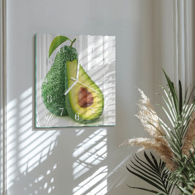 Ceas pătrat de perete din sticlă Avocado