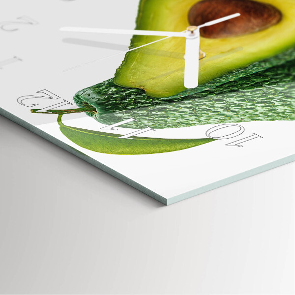 Ceas pătrat de perete din sticlă Avocado