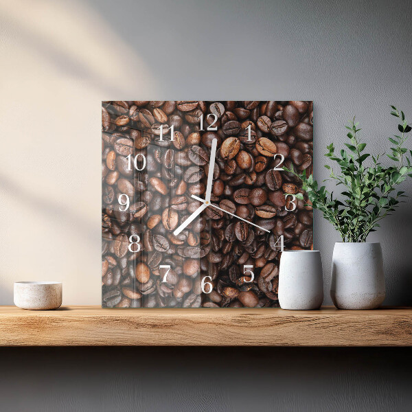 Ceas pătrat de perete din sticlă Boabe de cafea