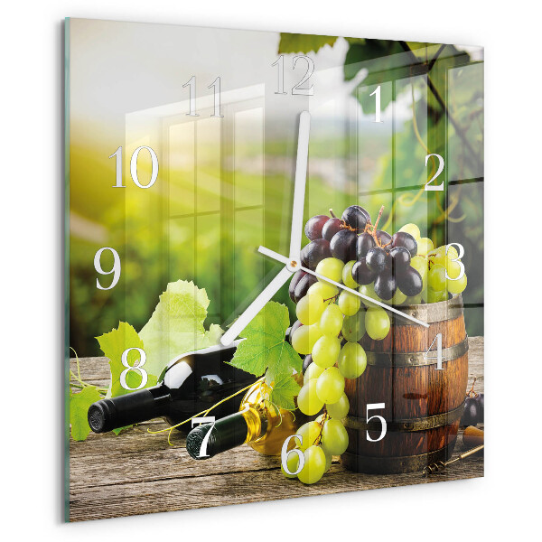 Ceas pătrat de perete din sticlă Vin de struguri
