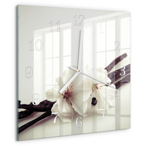 Ceas pătrat de perete din sticlă Vanilie